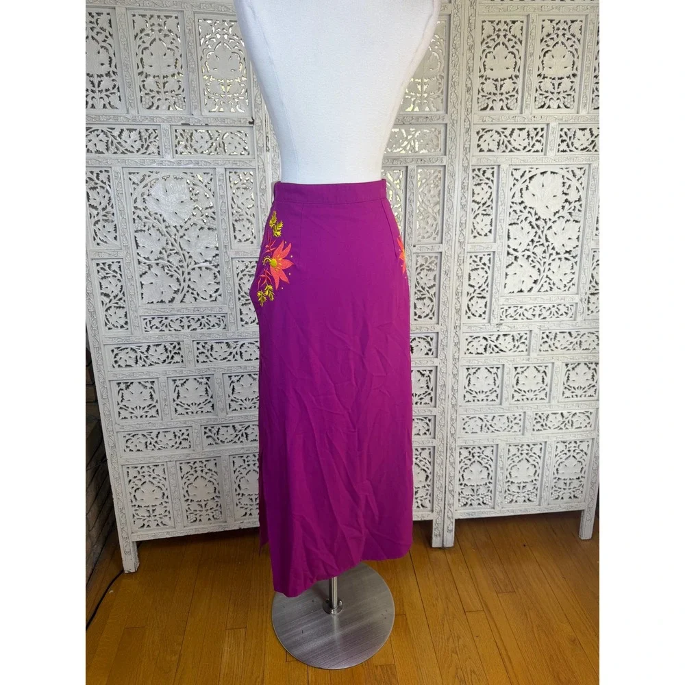 Rhythm Pink Floral Embroidered Maxi Skirt Womens XS Coquette Festival Twee - Picture 6 of 8